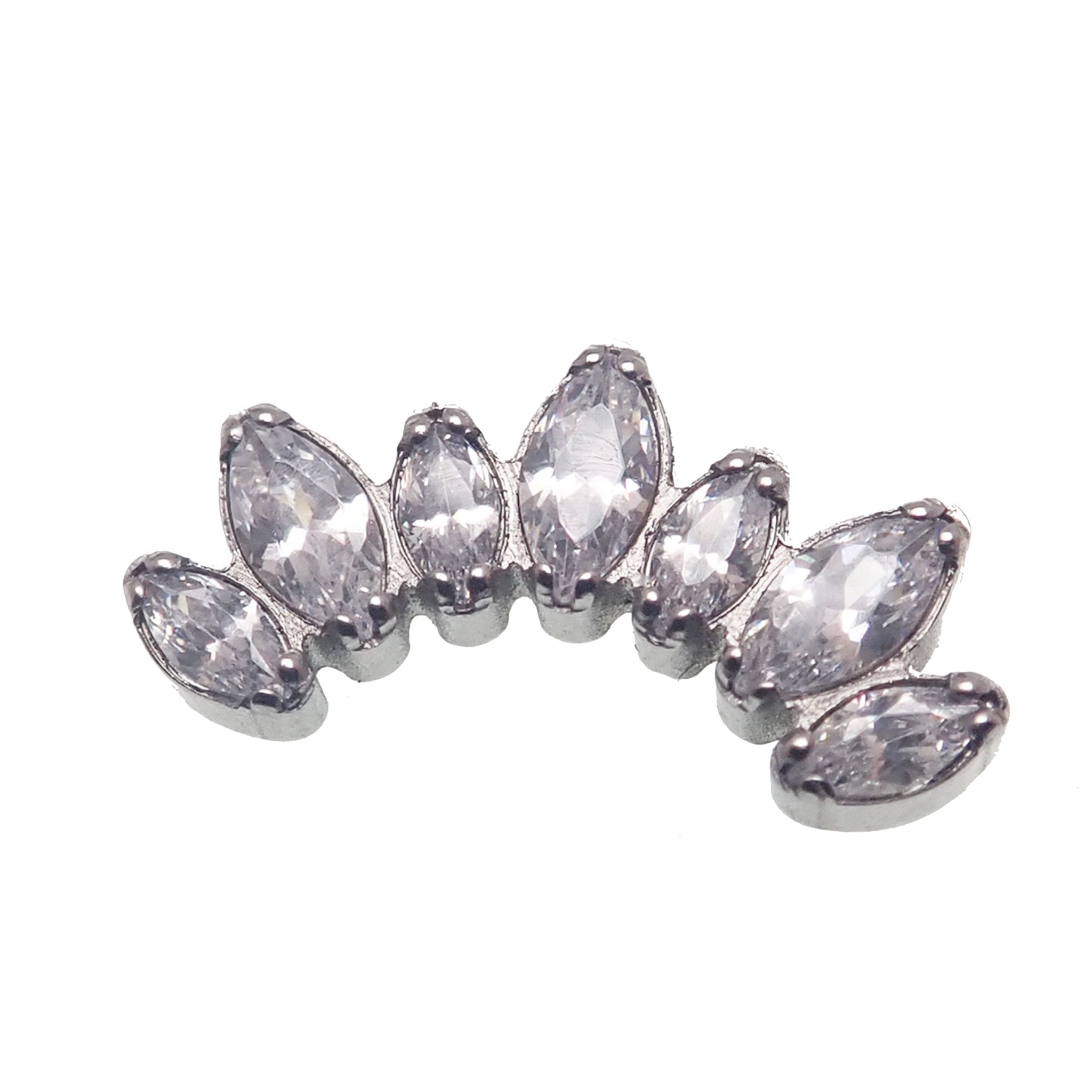 Opal & CZ 7 - Petal Crown Flatback Labret 18g, 16g, 14g - Body Clickers Body Jewelry