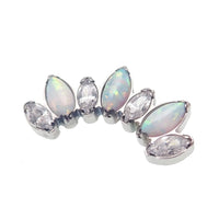 Opal & CZ 7 - Petal Crown Flatback Labret 18g, 16g, 14g - Body Clickers Body Jewelry