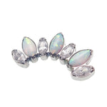 Opal & CZ 7-Petal Crown Flatback Labret 18g, 16g, 14g
