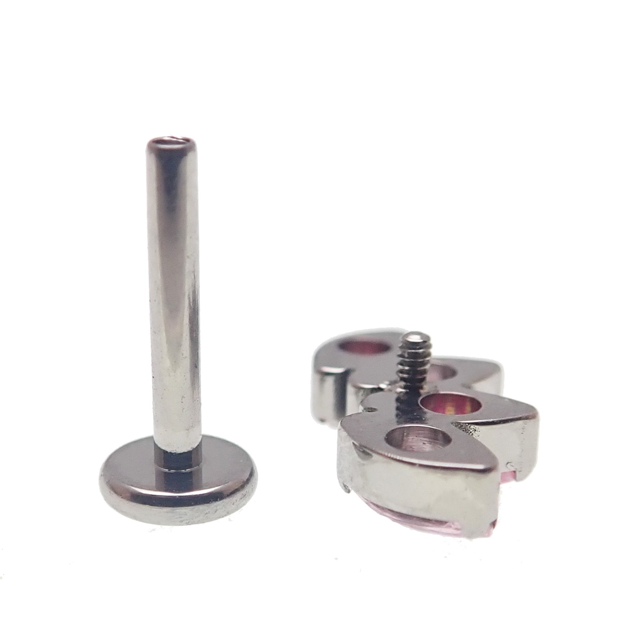 Opal & CZ 4 - Petal Crown Flatback Labret 18g, 16g, 14g - Body Clickers Body Jewelry