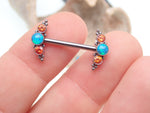 Teal and Orange Opal & CZ Nipple Cluster 14g, 12g