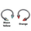 Horseshoe Piercing with 3mm Spiked Opal Cone Ends 16g