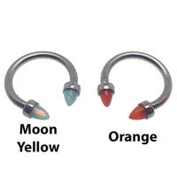Horseshoe Piercing with 3mm Spiked Opal Cone Ends 16g