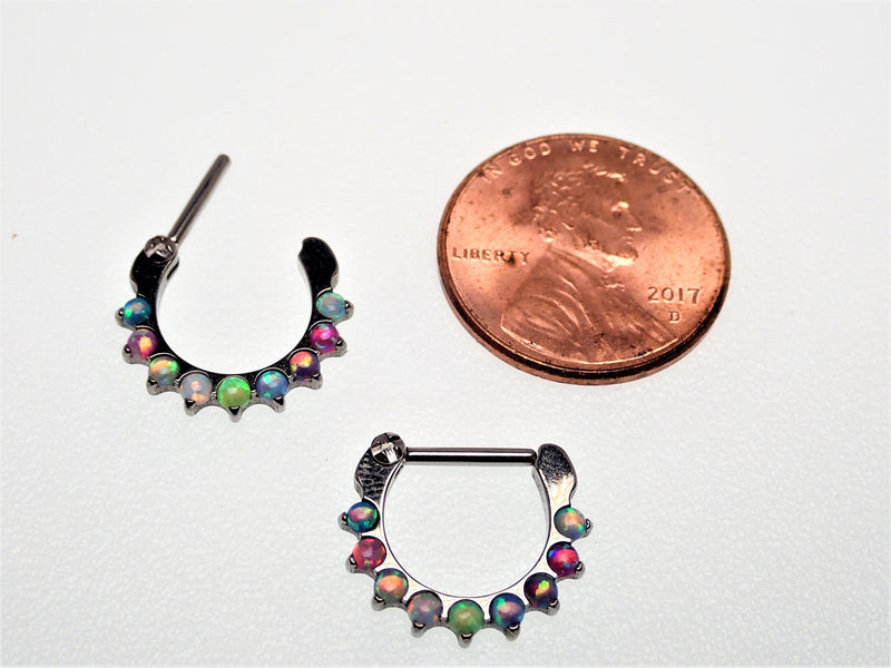 16g 9 Opal Titanium  Hinged Clicker - pure piercings