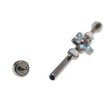 Rainbow CZ Flower & White Opal Industrial Scaffold Bar - 14g