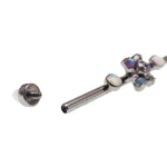 Clear CZ & Multi Lavender Flower with White Opals Industrial Scaffold Bar 14g