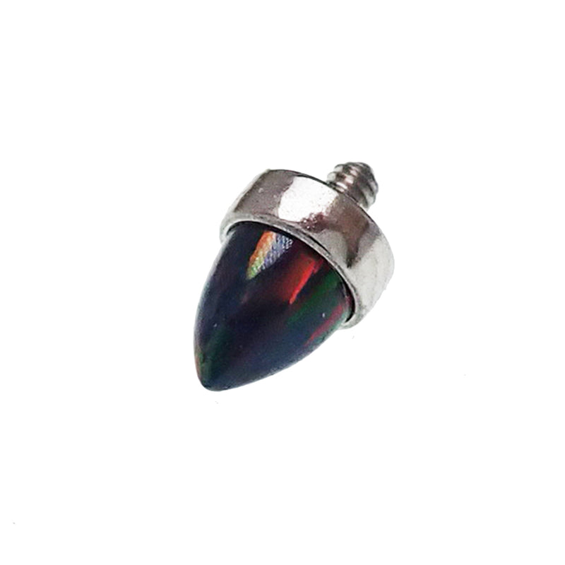 Black Harlequin Fire Opal Cone Barbell 14g, 12g