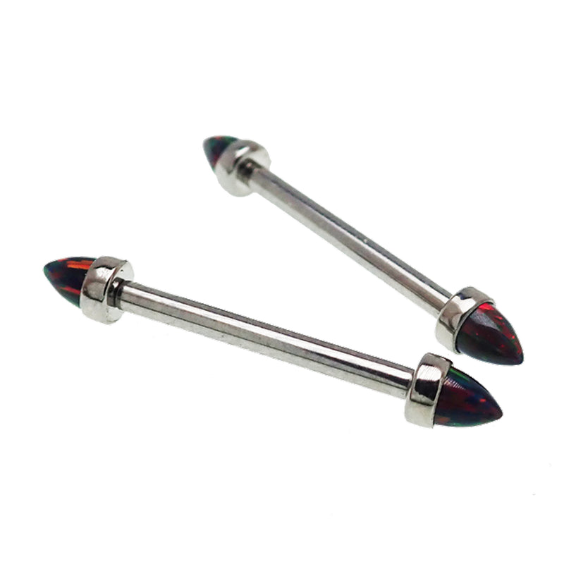 Black Harlequin Fire Opal Cone Barbell 14g, 12g