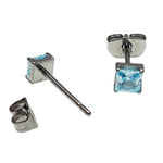 Pair of Square CZ Titanium Earrings