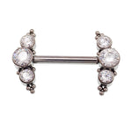 Clear CZ Push Fit Nipple Bar 14g