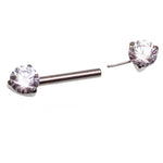 Push Fit Threadless Nipple Bar CZ ,12g,14g, 16g,