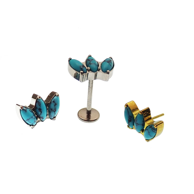 Turquoise Lotus Push Fit Flatback Titanium 20g, 18g, 16g, 14g