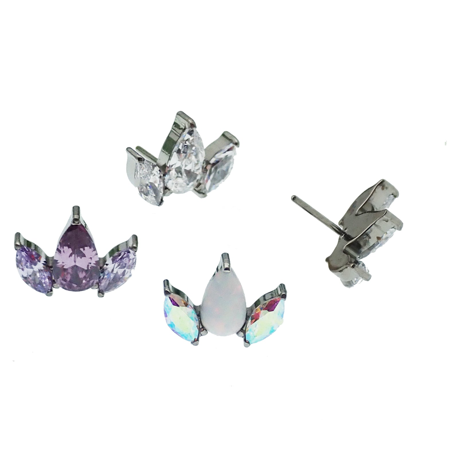 Petal Flower CZ Push Fit - Top Only - Body Clickers Body Jewelry