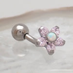 Opal Flower Curved Barbell 16g