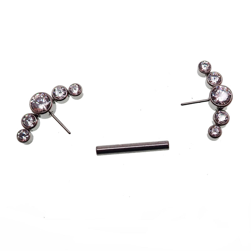 Clear CZ Push Fit Nipple Cluster 12g, 14g, 16g