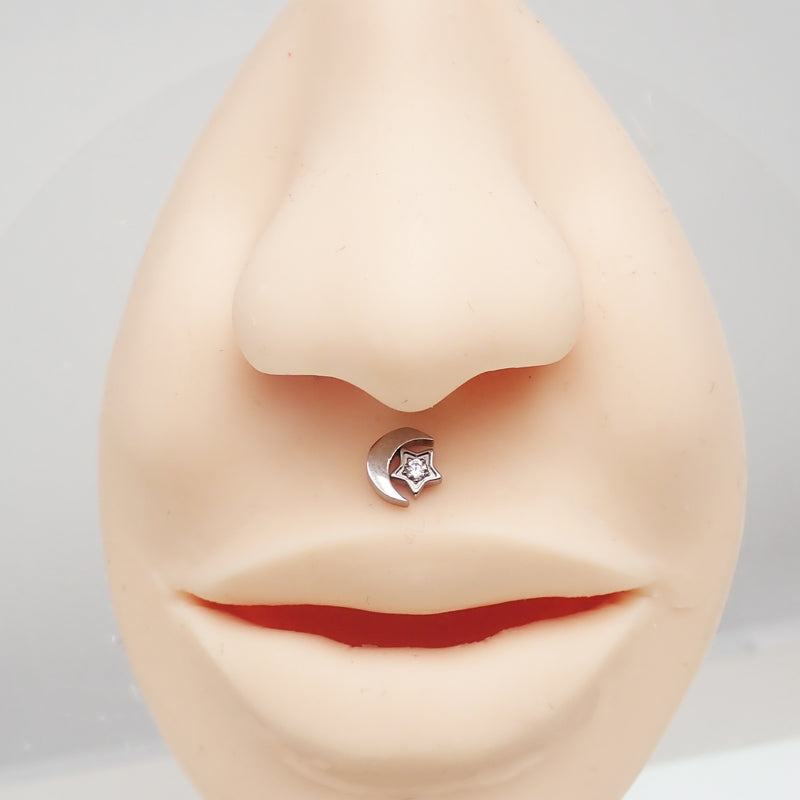 Moon & Star Flat Back 14g, 16g, 18g - Body Clickers Body Jewelry