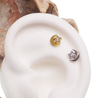 Moon & Star Flat Back 14g, 16g, 18g - Body Clickers Body Jewelry