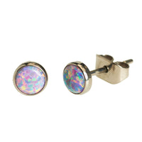 Pair Titanium Earrings Multi Lavender Opal