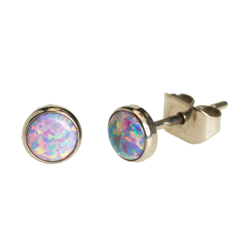 Titanium Earrings Fire Opal Multi Lavender