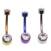 CZ Bezel Belly Bar 14g - Body Clickers Body Jewelry