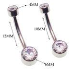 CZ Bezel Belly Bar 14g