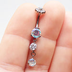 AB Long Flower Dangle Belly Bar 14g