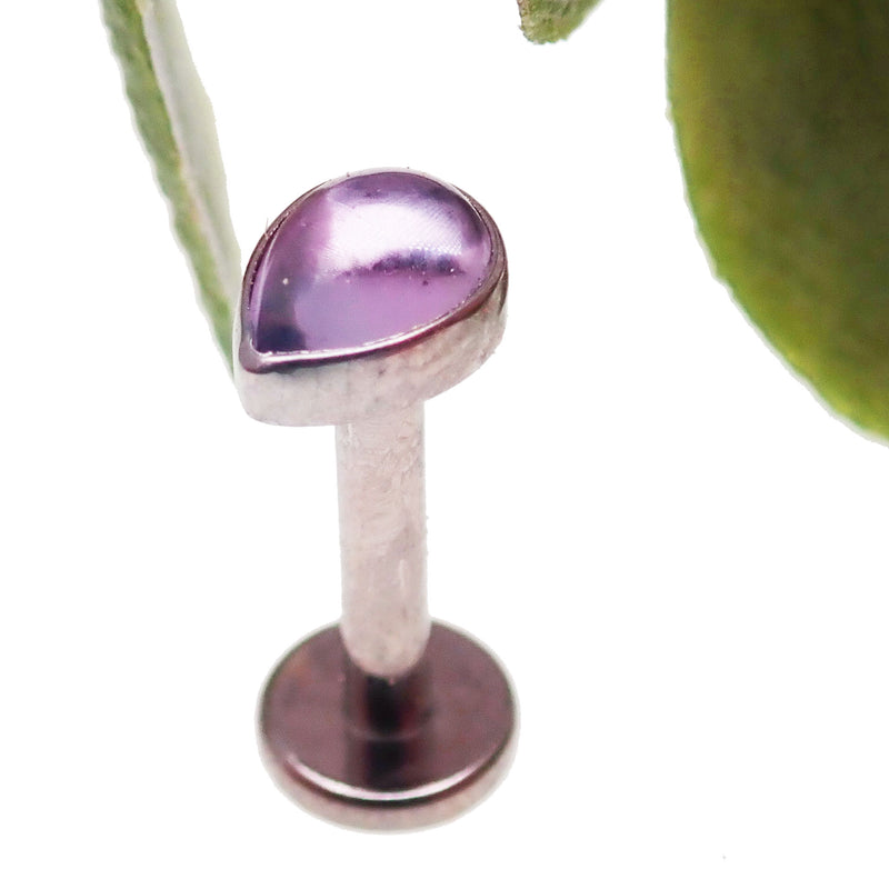 Titanium Amethyst Tear Drop Flat Back