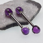 Real Amethyst Titanium Internally-Threaded Piercing 14g