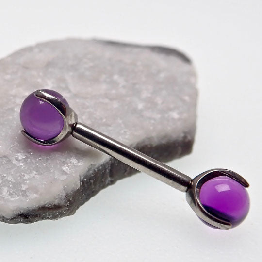 Push Fit Real Amethyst Titanium Nipple Piercing