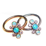 Titanium Cluster Blue Opal  Closure Ring SALE