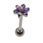 Purple Flower Opal Tongue Piercing 14g