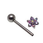 Purple Flower Opal Tongue Piercing 14g