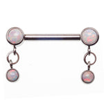 White Opal Titanium Dangle Nipple Piercing 14g  12MM