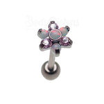 Pink Flower Opal Tongue Piercing 14g