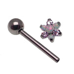 Pink Flower Opal Tongue Piercing 14g