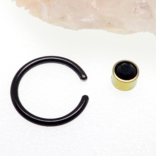 14g Titanium Black & gold CBR Onyx bead ring - pure piercings