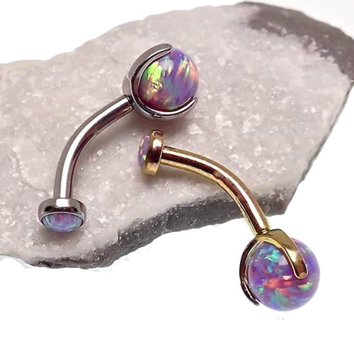 Titanium Lavender Opal Prong Set Belly Ring