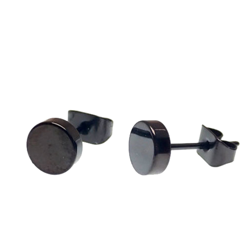 Black Titanium Disc Earring Pair