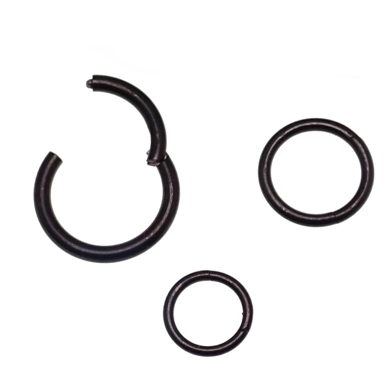 PVD Black Hinged Clicker Piercing 18g