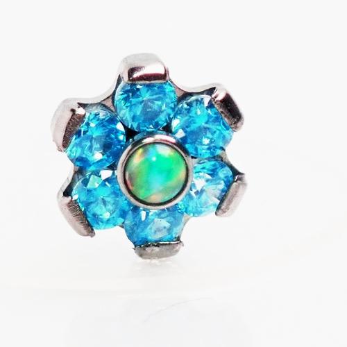 16g Turquoise flower CZ & opal attachment - pure piercings