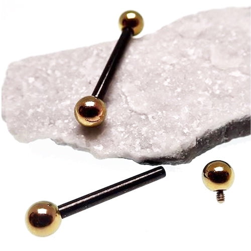 Internally Threaded- Titanium Black & Rose Gold Barbell 14g