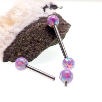 Titanium Multi Lavender Fire Opals body jewelry by Body Clickers, featuring 1.6mm and 8mm gemstones in a stylish design.