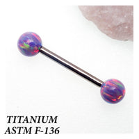 Titanium Multi Lavender Fire Opals body jewelry from Body Clickers, featuring colorful gemstones and 14g gauge with 1.6mm to 8mm sizes.