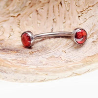 Titanium natural stone curves jewelry by Body Clickers featuring tiger's eye stones in 1-4 and 6mm sizes, 16 gauge gauge.