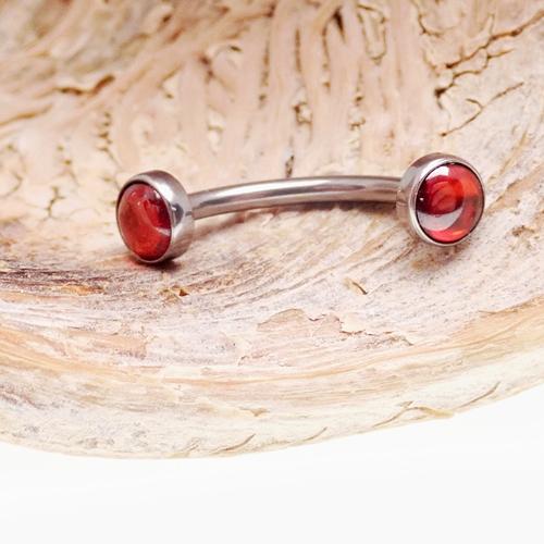 Titanium natural stone curves jewelry by Body Clickers featuring tiger's eye stones in 1-4 and 6mm sizes, 16 gauge gauge.