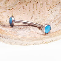 Titanium natural stone curves with tiger's eye beads, 16g gauge, 1/2mm to 6mm size, Body Clickers body jewelry.