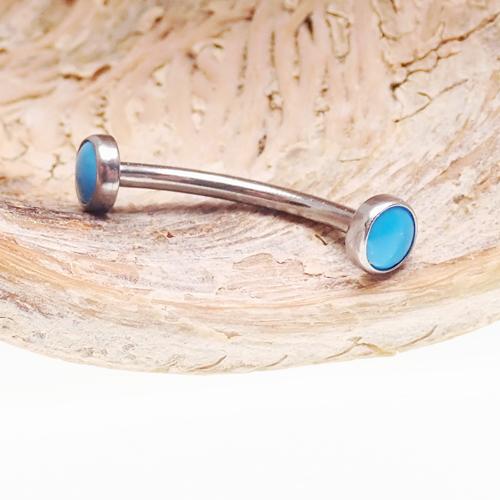 Titanium natural stone curves with tiger's eye beads, 16g gauge, 1/2mm to 6mm size, Body Clickers body jewelry.
