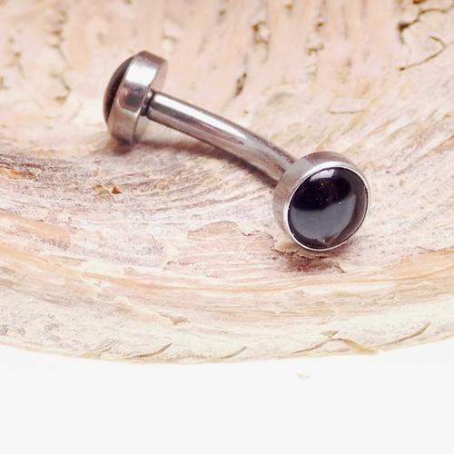 Titanium natural stone curves by Body Clickers with tiger's eye stones, 16g gauge, 1-2mm to 1-4-6mm sizes, body jewelry.