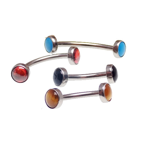 Titanium natural stone body curves with tiger's eye accents, 16g gauge, 1-2mm and 1-4-6mm sizes from Body Clickers