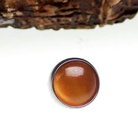 Titanium natural stone flatback internally threaded body jewelry with tiger's eye stones, 16g, 1/2mm to 6mm size, from Body Clickers.